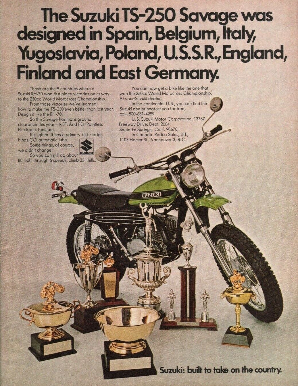 1971 Suzuki TS-250 Savage - Vintage Motorcycle Ad