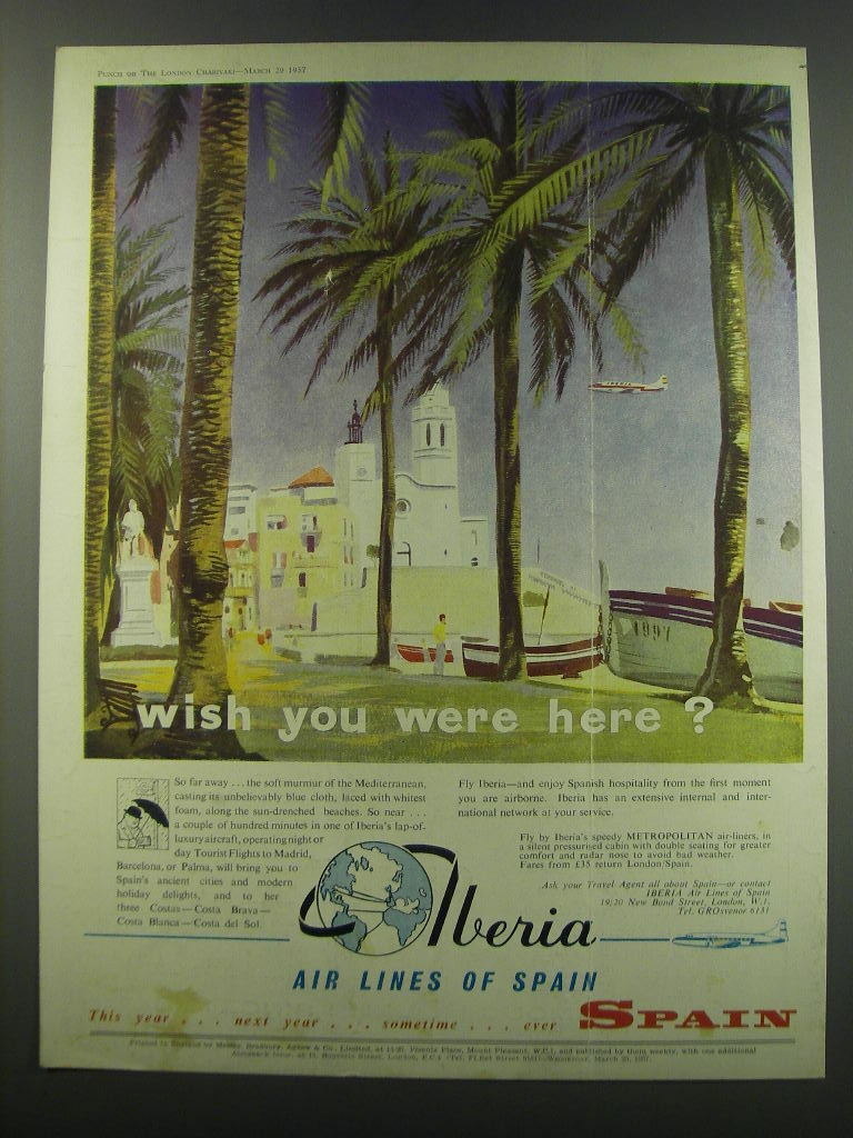 1957 Iberia Airlines Ad - wish you were here?