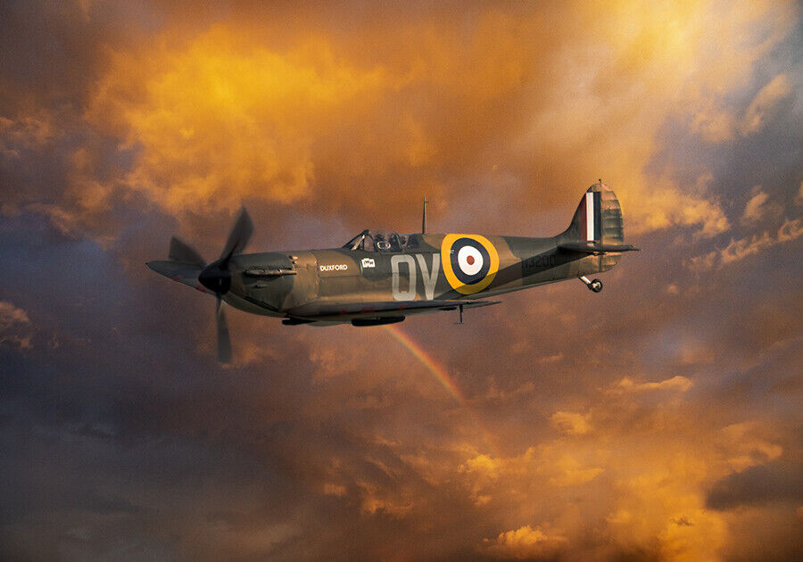 Spitfire mk1a Duxford N3200 fiery sky canvas print  various sizes free delivery