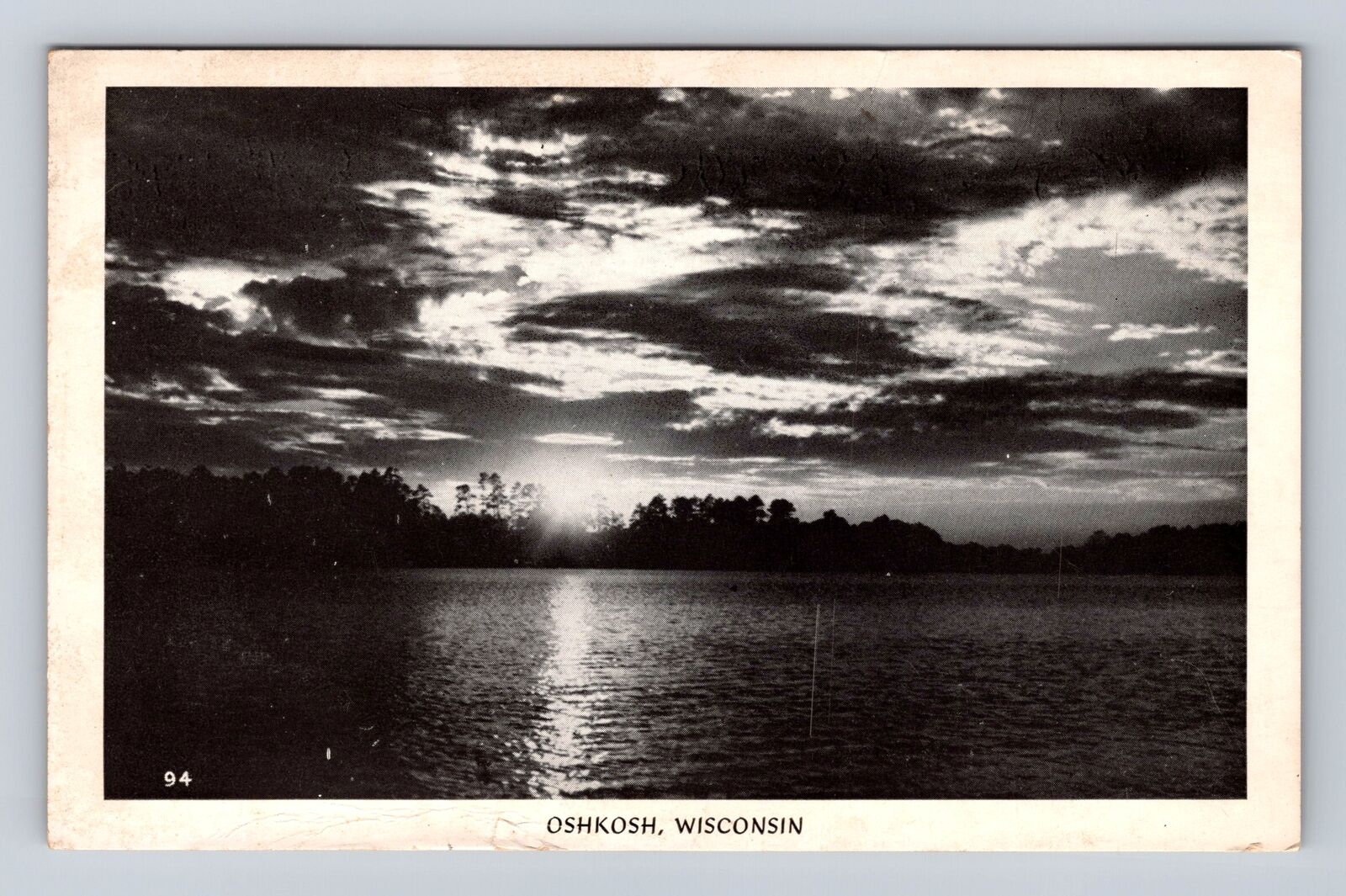 Oshkosh WI-Wisconsin, Lake Area At Night, Antique, Vintage Souvenir Postcard