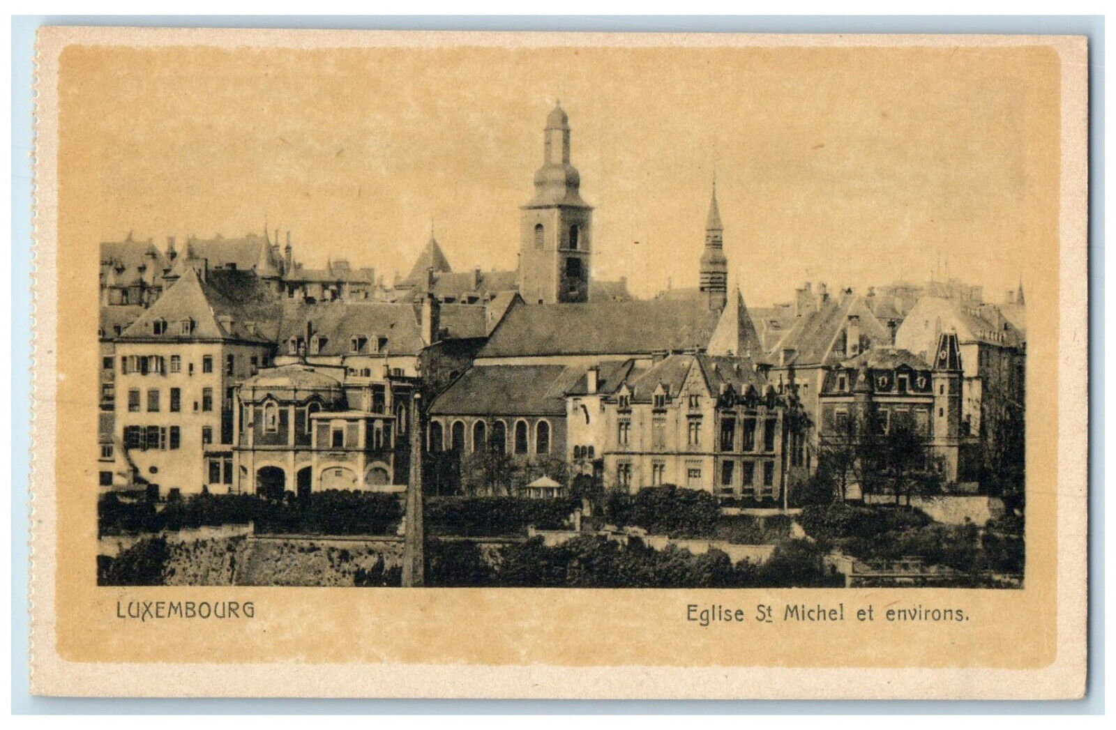 c1930's St. Michel and Environs Church Luxembourg Antique Unposted Postcard
