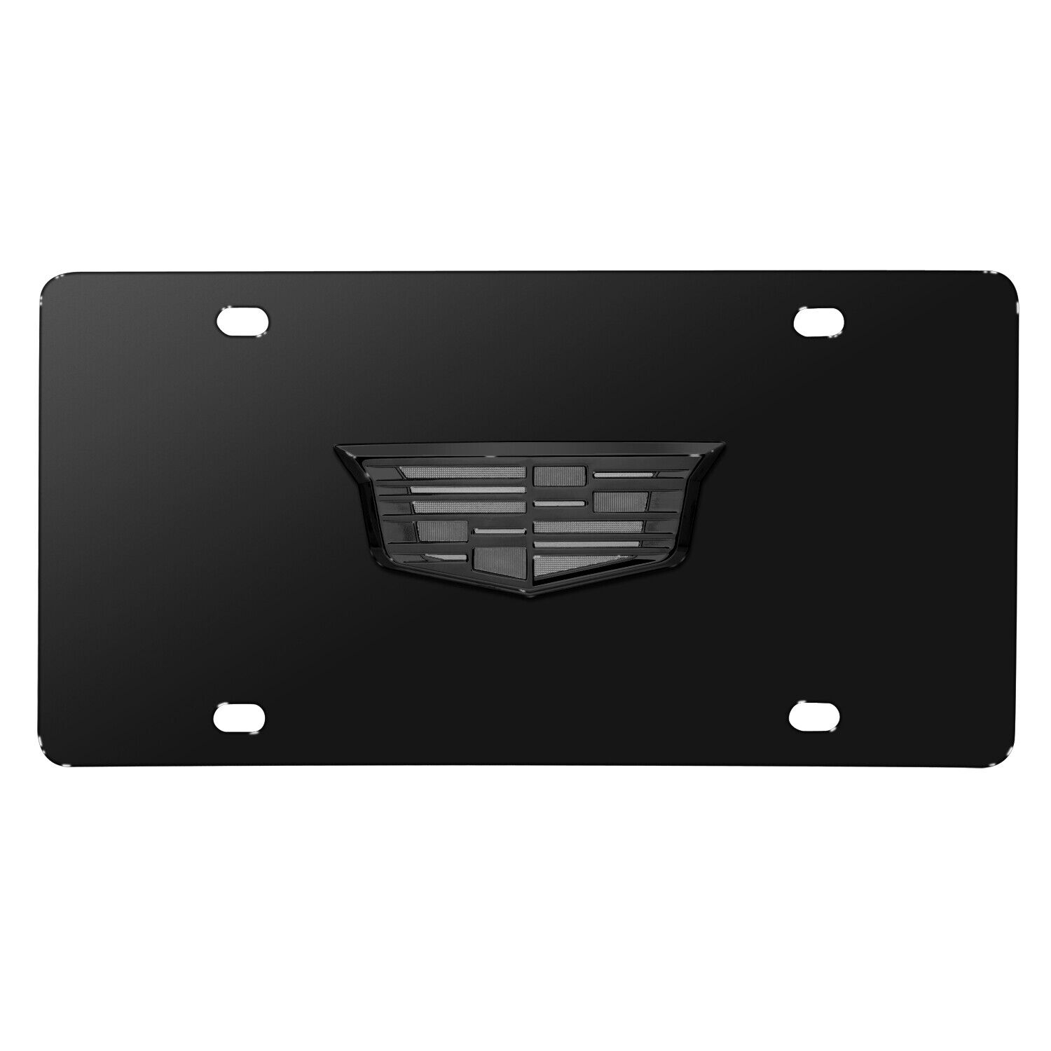 Cadillac 3D Crest Logo in Gunmetal Black Stainless Steel License Plate