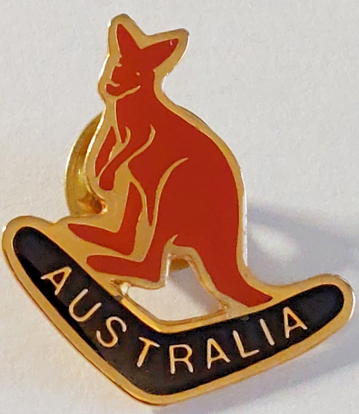 Australia Red Kangaroo Boomerang Souvenir Pin