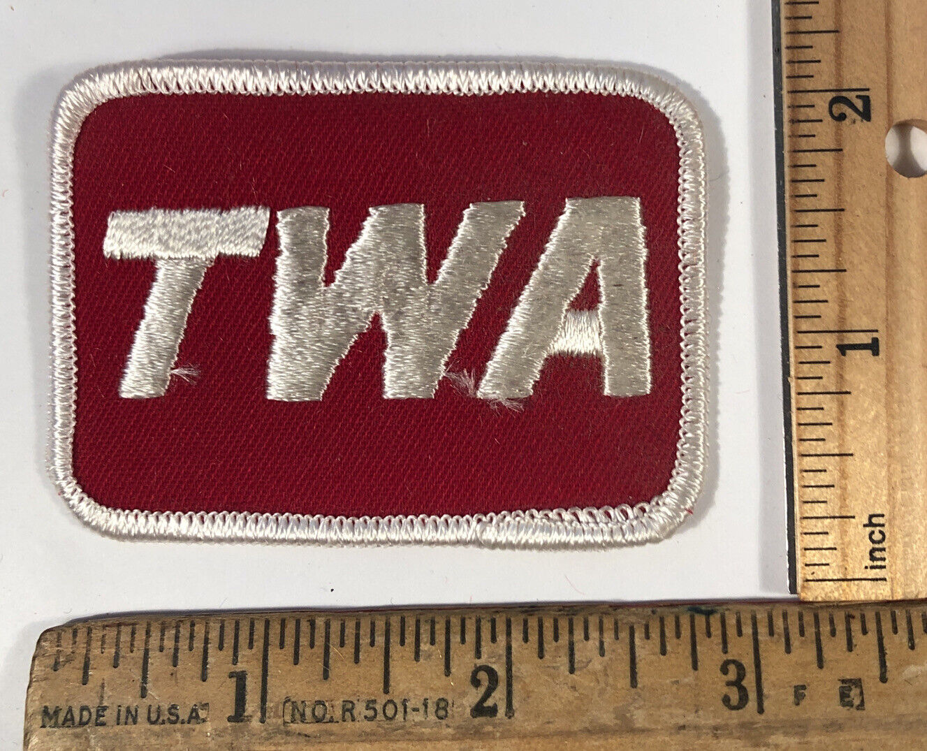 Vintage TWA Trans World Airlines Logo 2” x 3” Patch Iron On Airplane Aviation