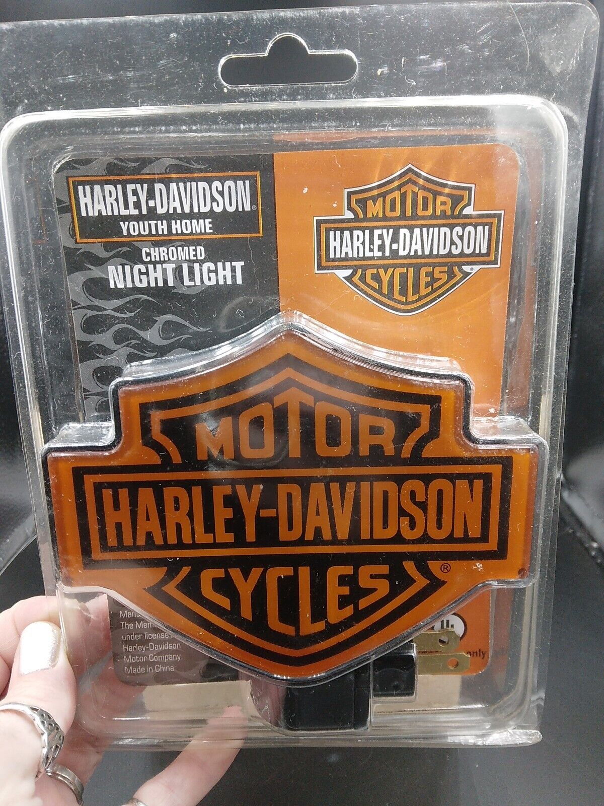 Harley-Davidson Chrome Night Light 2007 RARE Orange Black