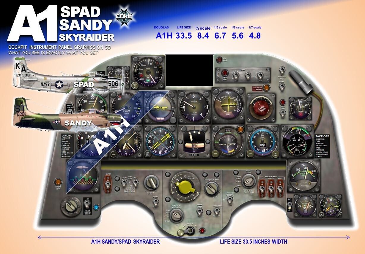 A1 SANDY SKYRAIDER COCKPIT instrument panel CDkit