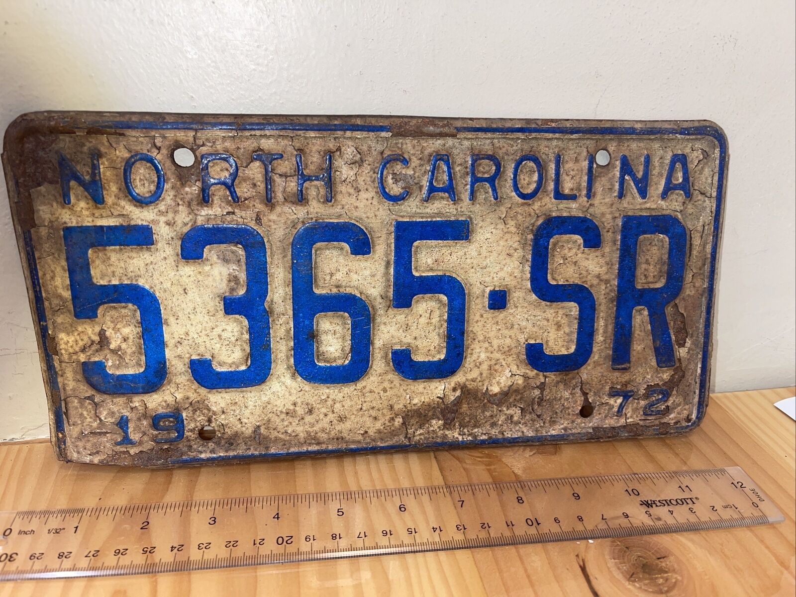 1972 North Carolina  License Plate Tag Original