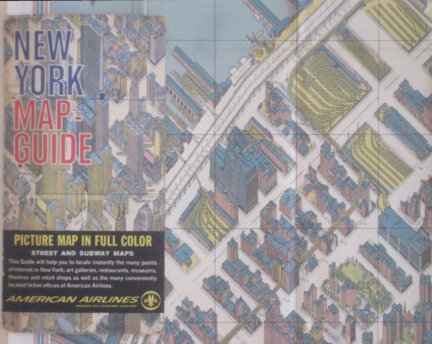 Bollman Isometric Perspective Pictorial Map MIDTOWN MANHATTAN American Airlines