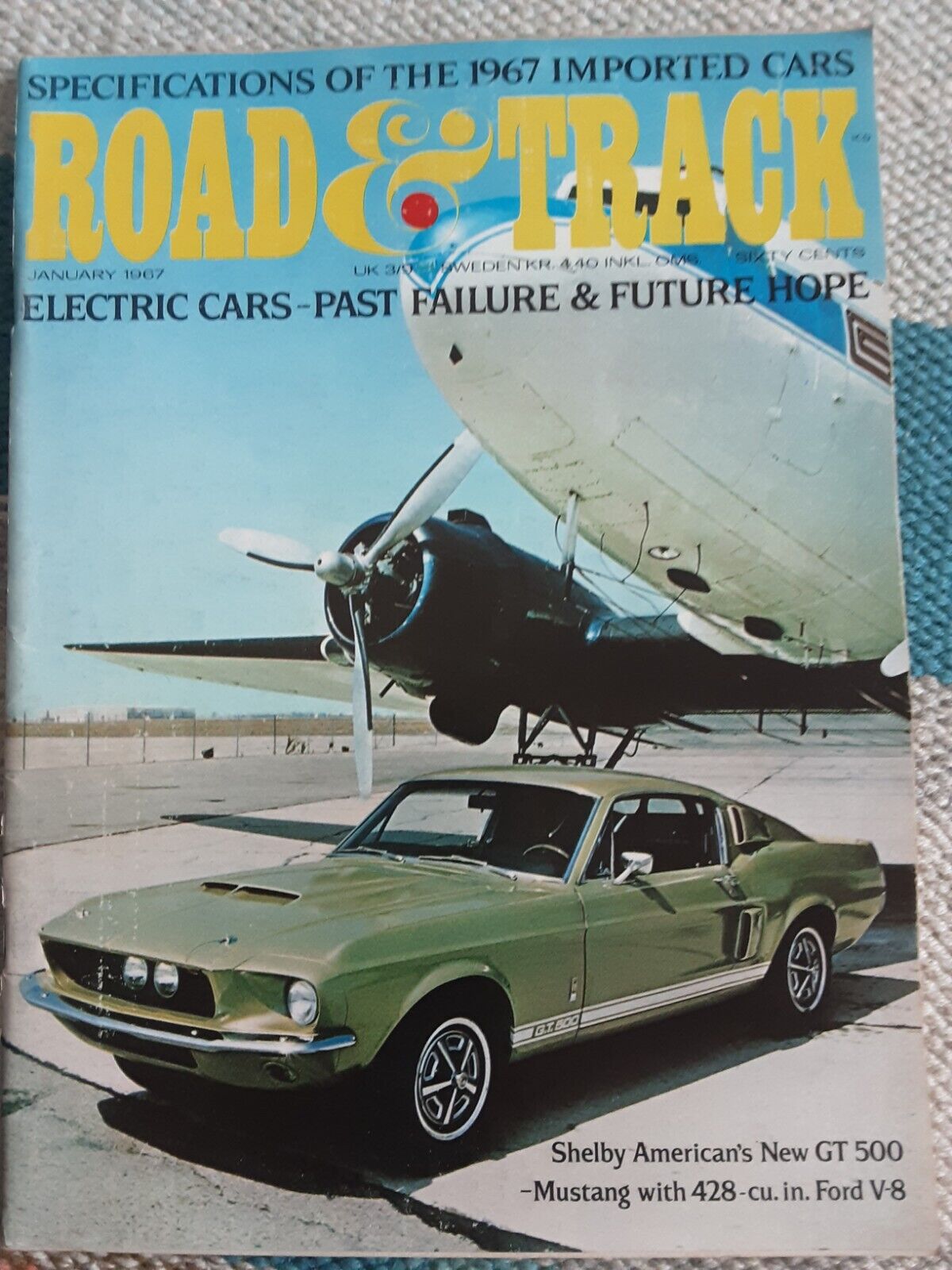 Road & Track Magazine, Jan. 1967 Shelby GT 500 cover feature; vintage cars