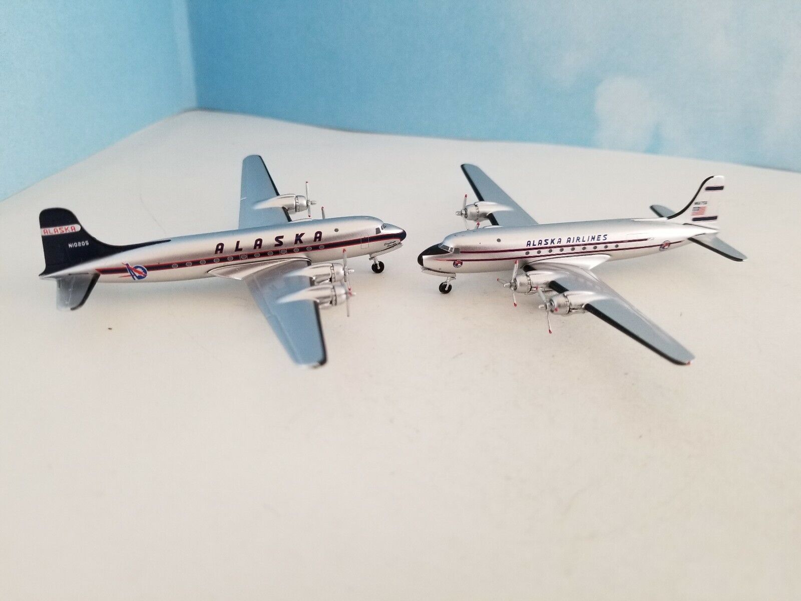 AeroClassics 1:400 Scale  Two ALASKA AIRLINES  Douglas DC-4;  Sold as a Set of 2