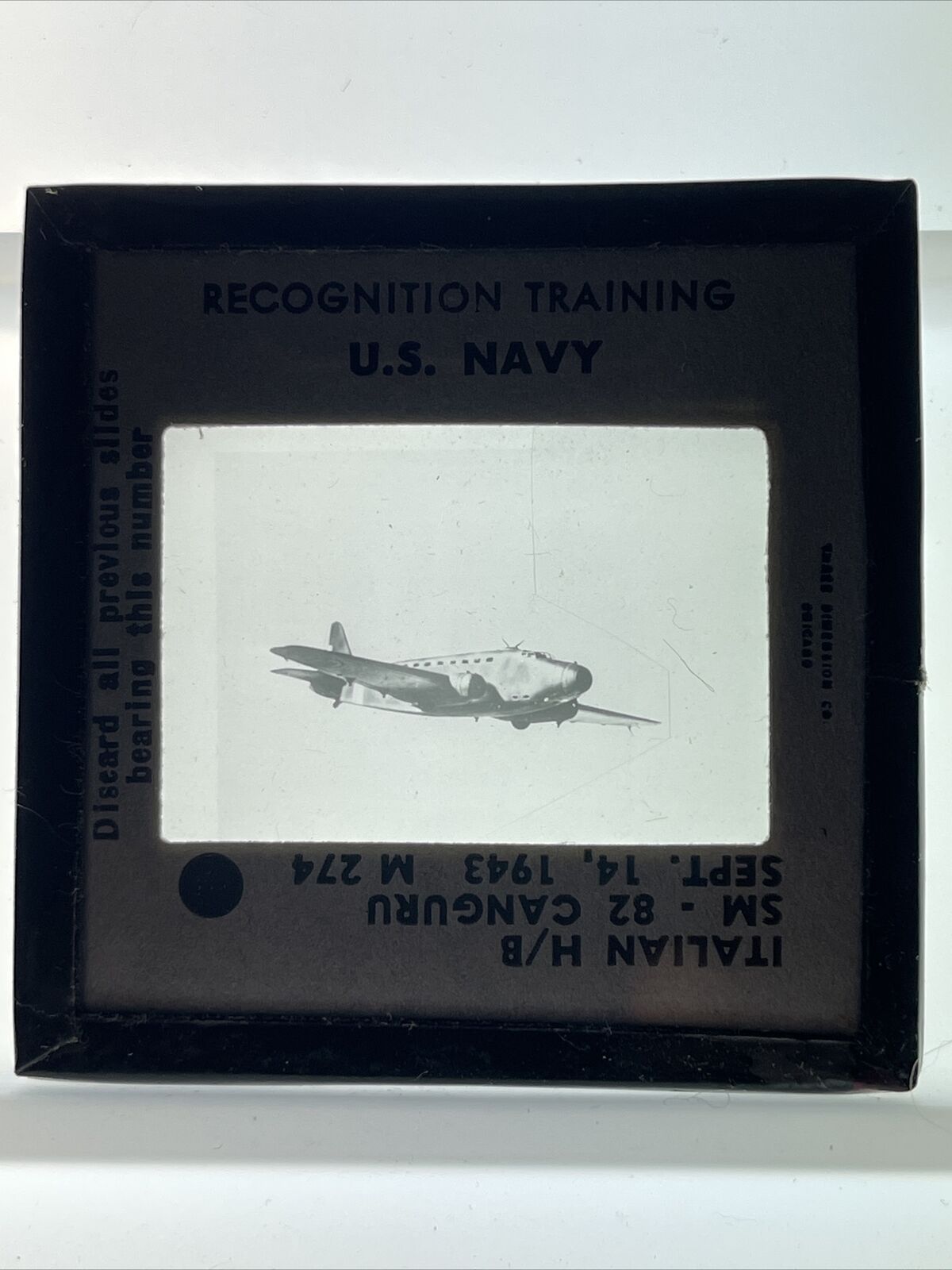 WWII USAF Recognition Training Glass Slide Military US NAVY Italy Canguru SM 82
