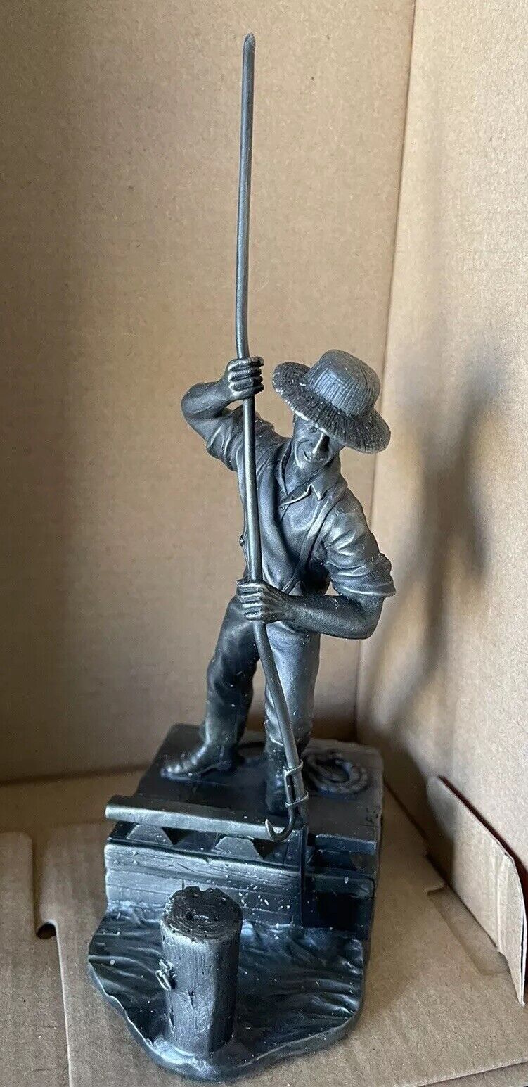 Franklin Mint Figurine The Canal Boat Man 1974 Pewter Collectible ~ w/ COA