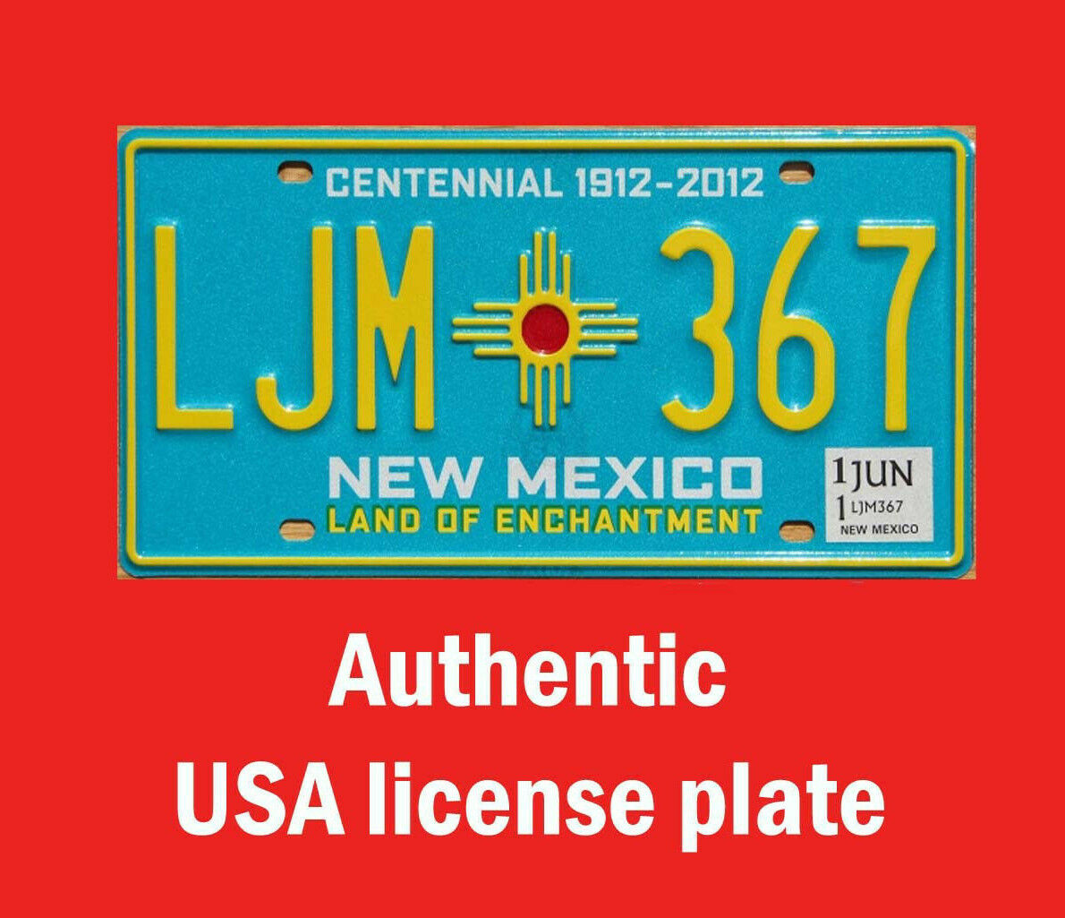 NEW MEXICO REAL AUTHENTIC LICENSE PLATE AUTO NUMBER CAR TAG SANTA FE NM ZIA SUN