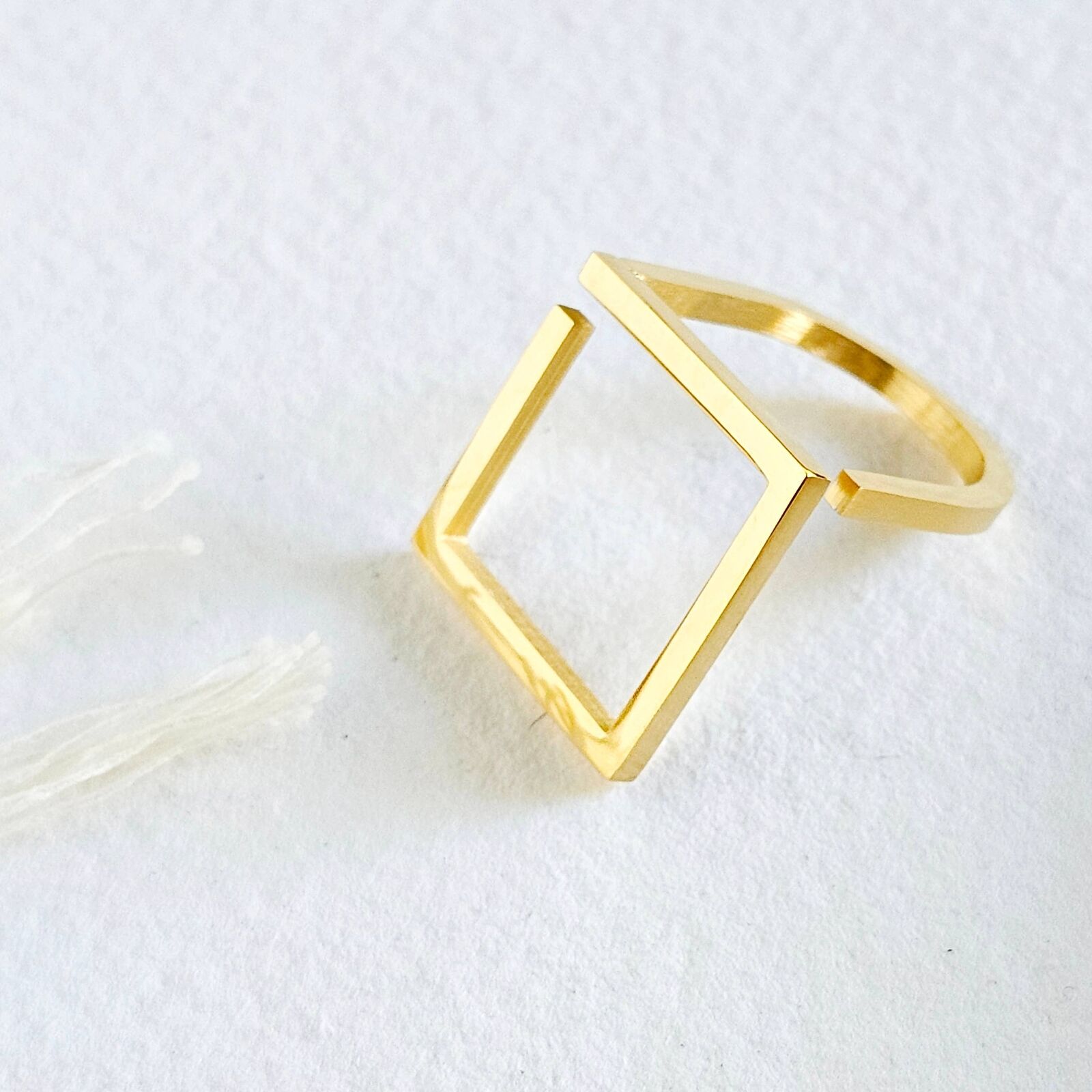 Square Modern Adjustable Gold Plated Ring