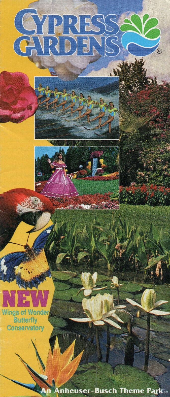 1993 Cypress Gardens Map & Brochure, Anheuser-Busch Theme Park, Winter Haven, FL