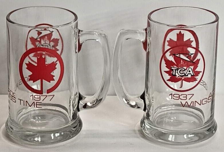 Trans Canada Air Lines Vintage TCA Glass Beer Mug Steins Air Canada 1937-1977 