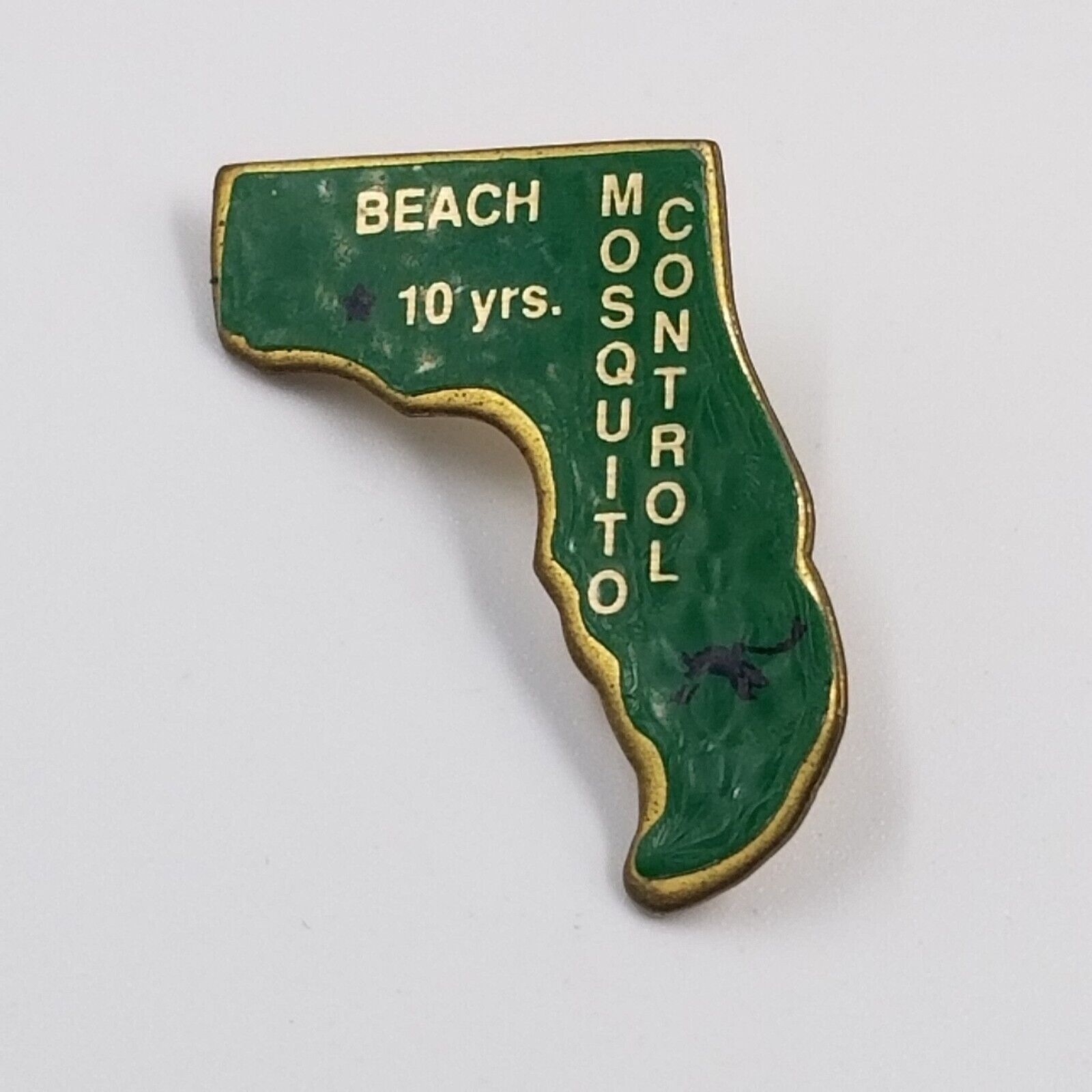VTG Florida State Map Beach Mosquito Control 10 Years Lapel Pin Union Made USA
