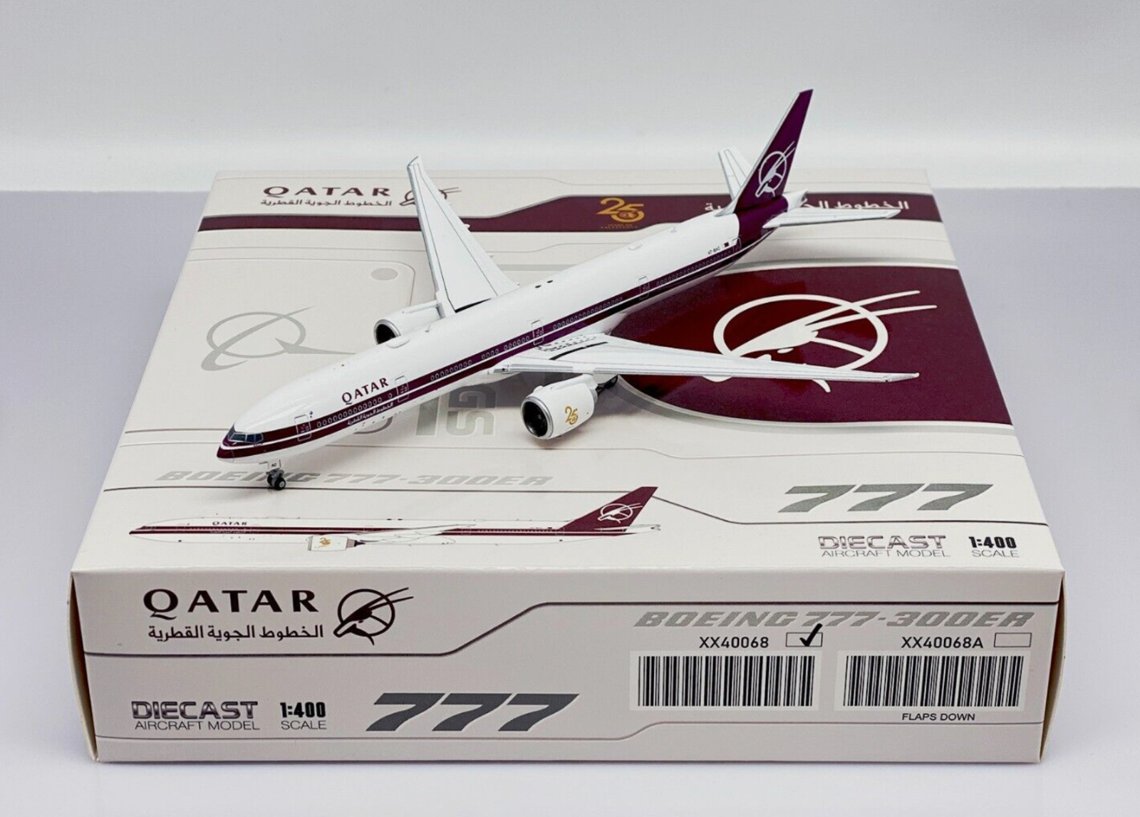 Qatar Airways B777-300ER Reg: A7-BAC JC Wings Scale 1:400 Diecast XX40068 (E)