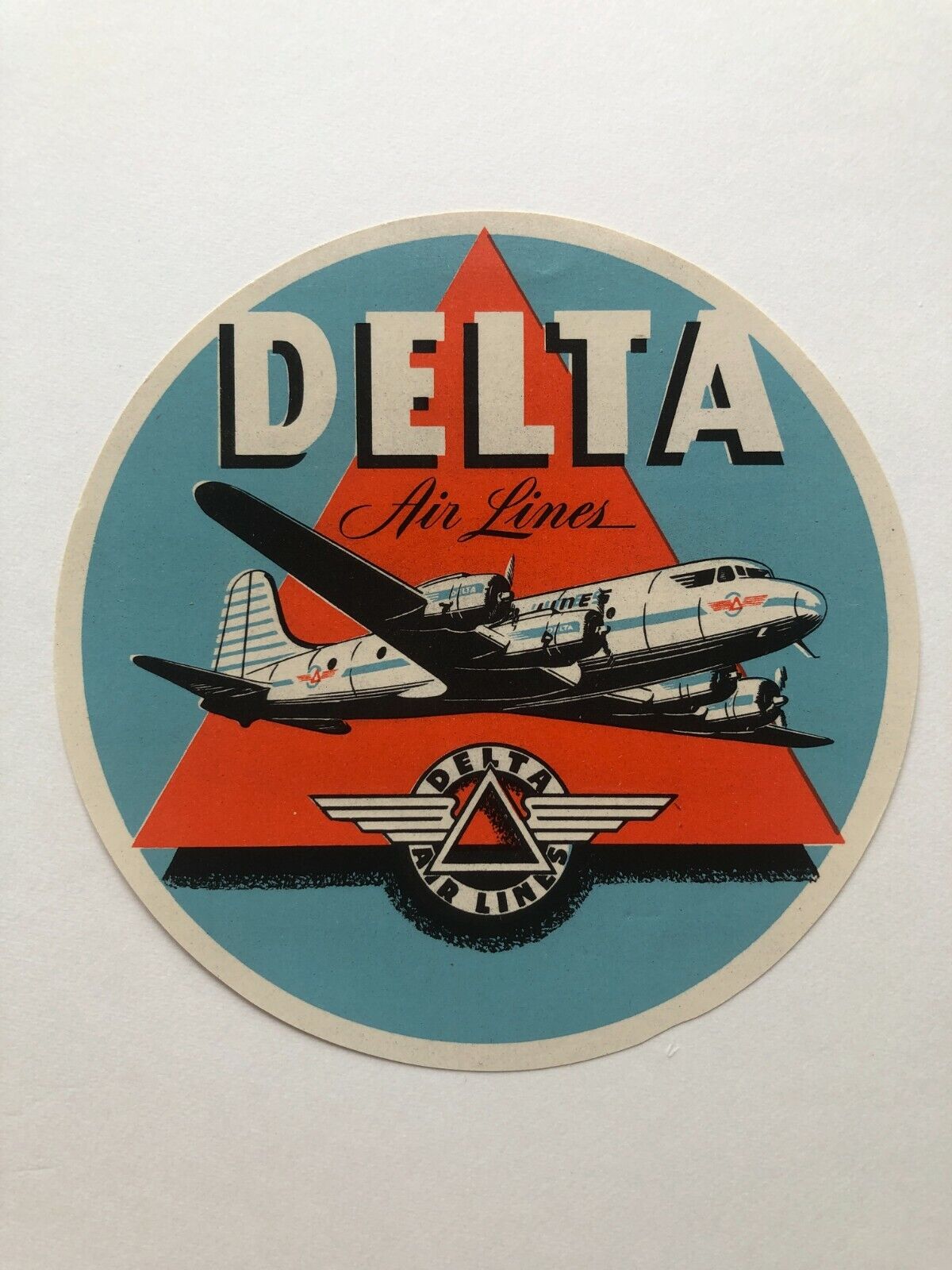 Vintage Delta Air Lines Luggage / Baggage Label