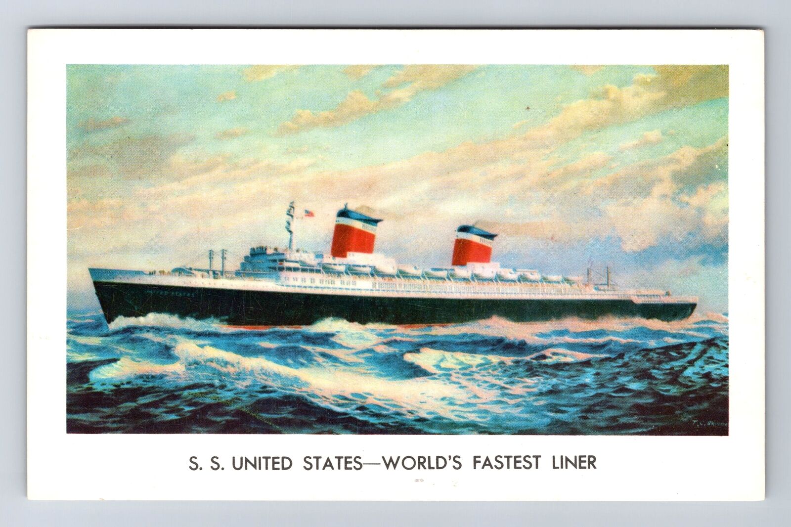 SS United States, Ship, Transportation, Antique, Vintage Postcard
