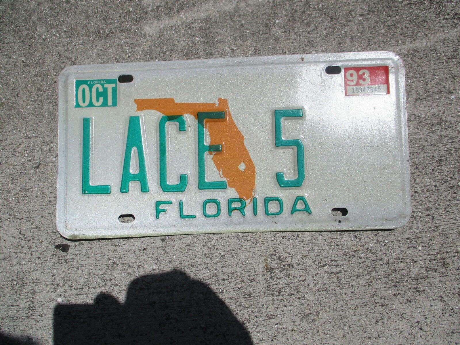 Florida 1993 vanity license plate  #   LACE  5