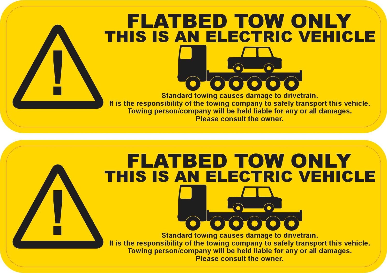 StickerTalk Electric Vehicle Flatbed Tow Stickers, 6 inches x 2 inches