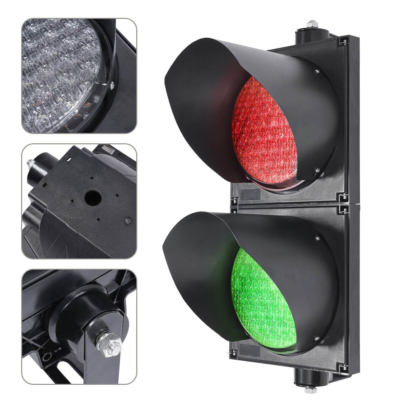 LED Traffic Signal Red & Green Lamp PC Housing IP54 Waterproof With Sunshades