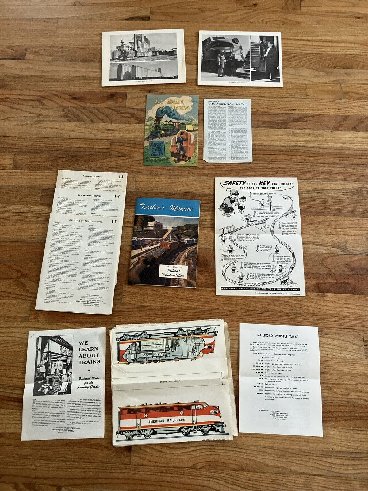 Vintage Train 1950\'s Lg. Posters & Cut Outs Passenger/Freight Train Education