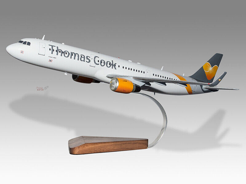 Airbus A321 Thomas Cook Solid Kiln Dried Mahogany Wood Handmade Desktop Model