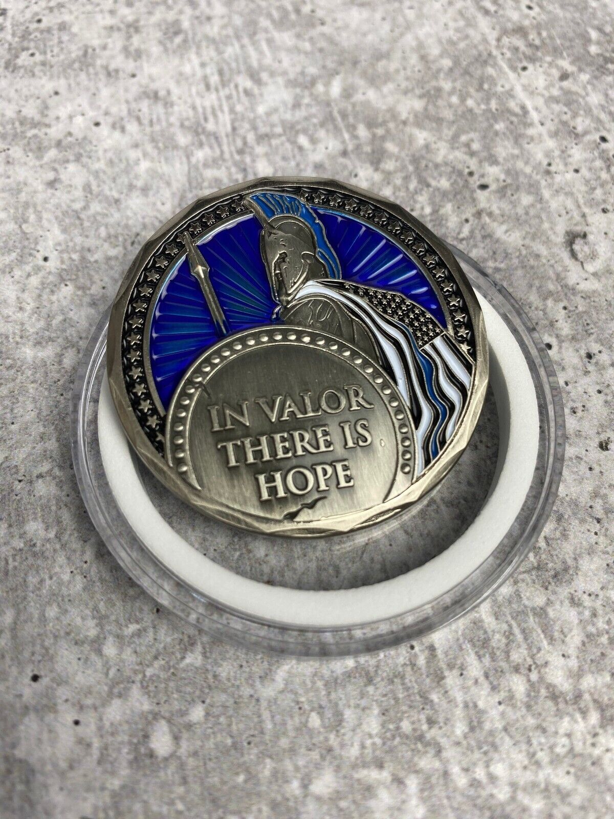 In Valor There Is Hope The Righteous Are As Bold Thin Blue Line Challenge Coin