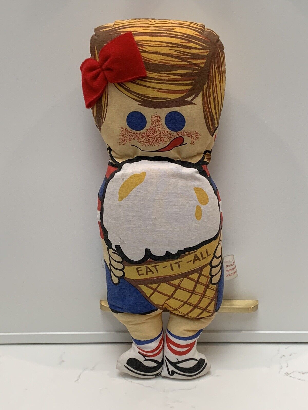 Vintage Eat-It-All Cone Advertising Plush Stuffed Doll 14” Ice Cream Promo