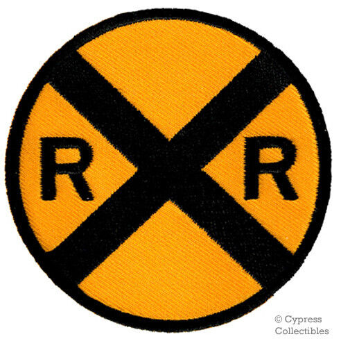 RAILROAD XING PATCH embroidered iron-on ROAD SIGN TRAIN RR CROSSING Railway NEW