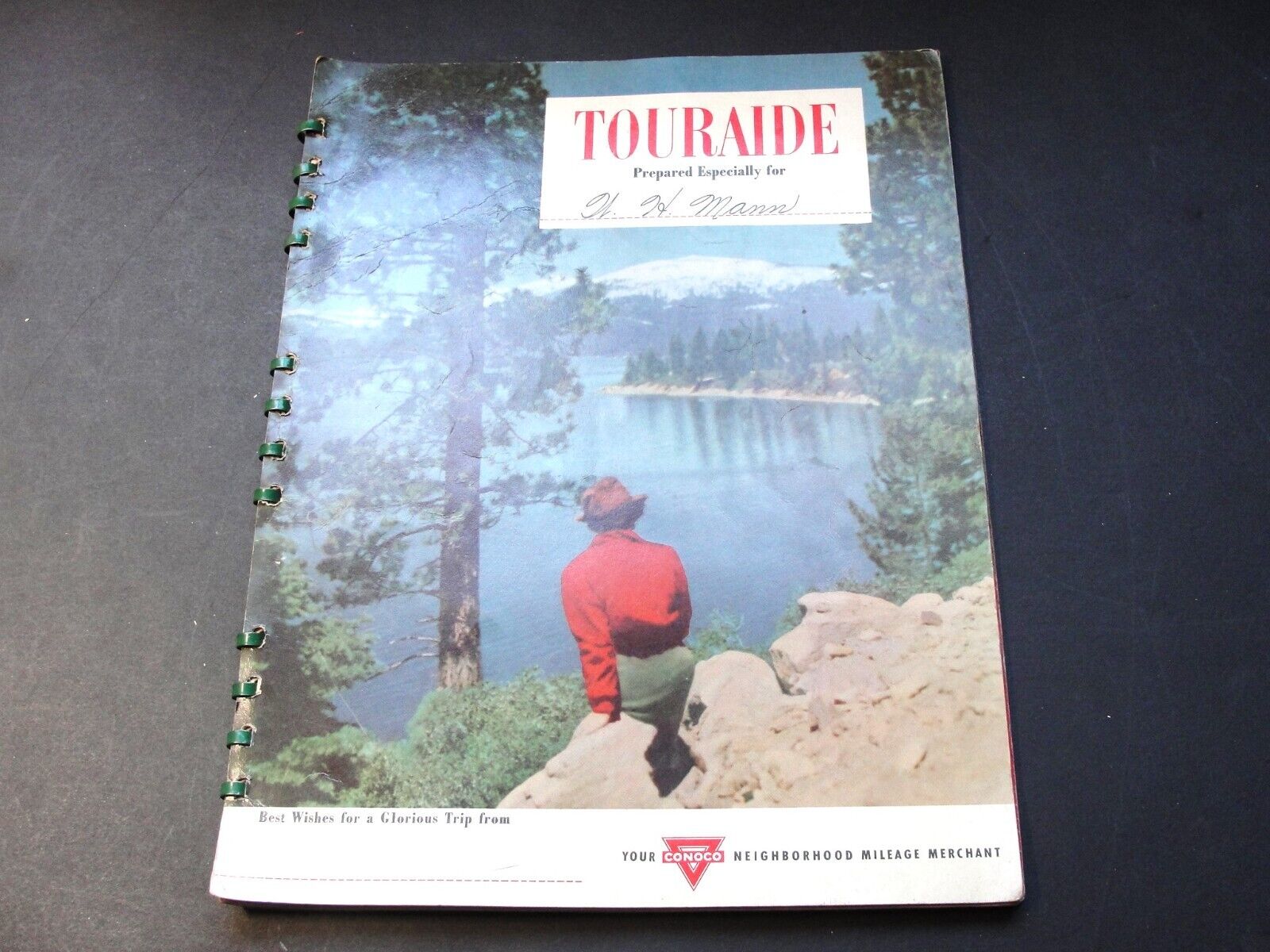 Conoco Oil Co.-Gas/Oil Ads-Touraide Travel Guide Maps-1948 Spiral Bound Booklet.