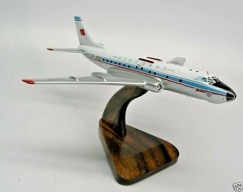 Tupolev Tu-124 Aeroflot Airplane Desktop Mahogany Kiln Dried Wood Model Regular