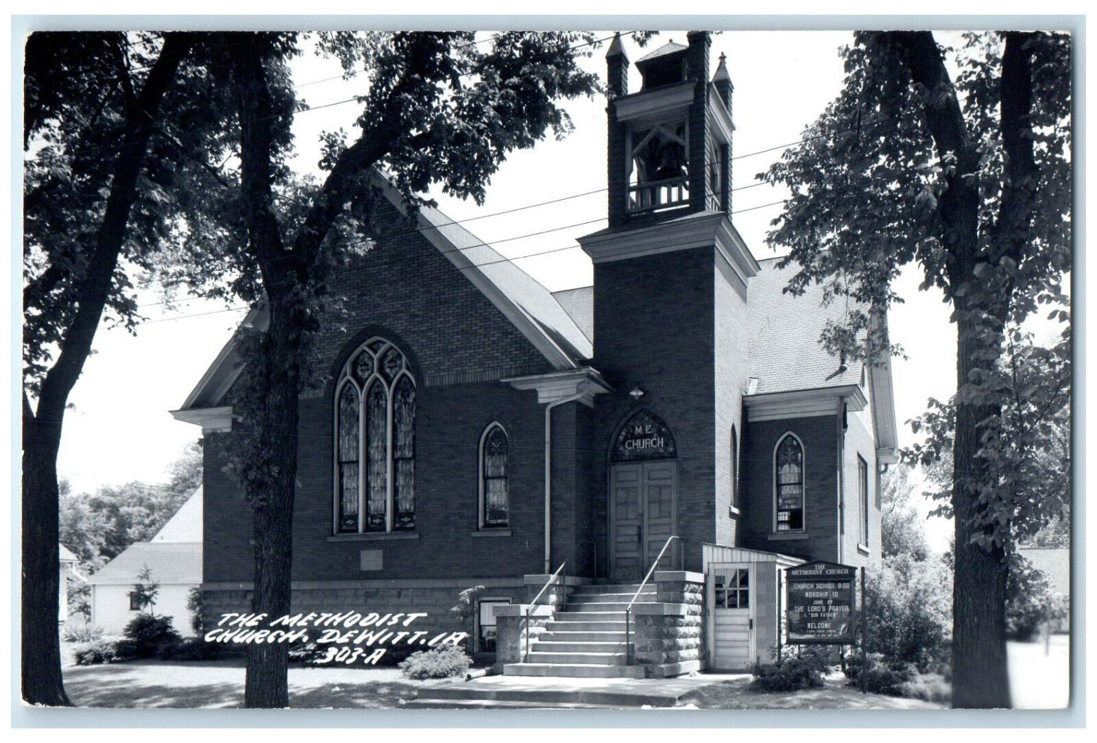 Dewitt Iowa IA RPPC Photo Postcard The Methodist Church c1950\'s Vintage