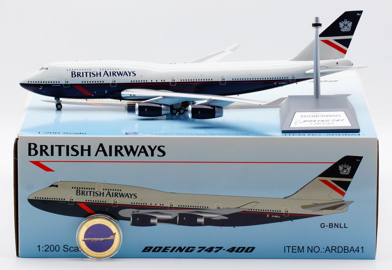 ARD 1:200 British Airways Boeing B747-400 Diecast Aircraft Jet Model G-BNLL