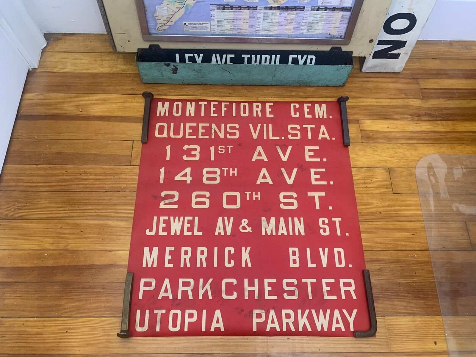NY NYC QUEENS BUS ROLL SIGN CEMETERY PARKCHESTER UTOPIA MERRICK STATION JEWEL