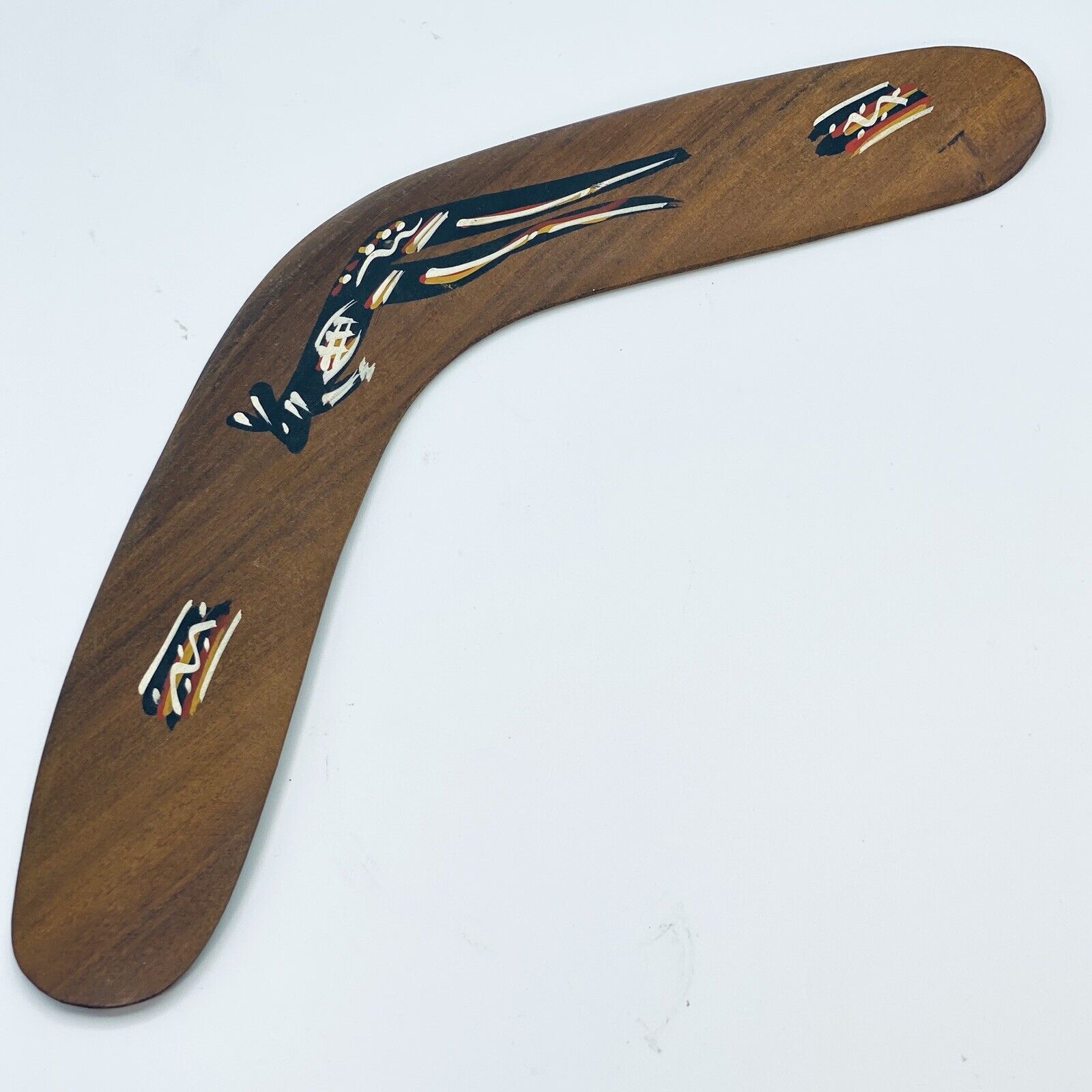 Australian Wooden Boomerang Hand Painted  Kangaroo Aboriginal Australia 14 1/2”
