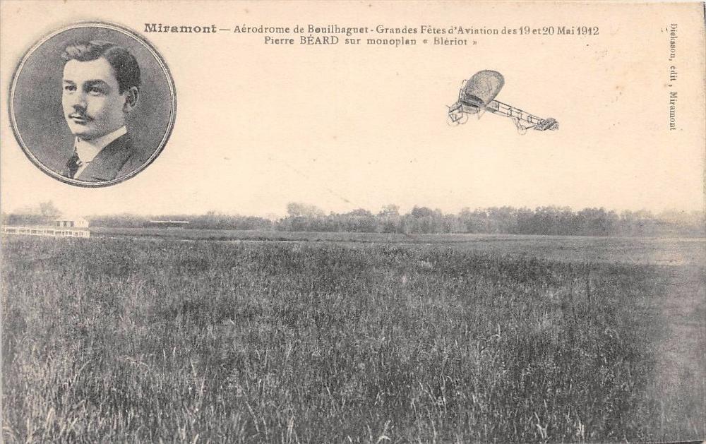 CPA 47 MIRAMONT BOUILHAGUET AERODROME GDES AVIATION FETES 1912 STONE BEARD