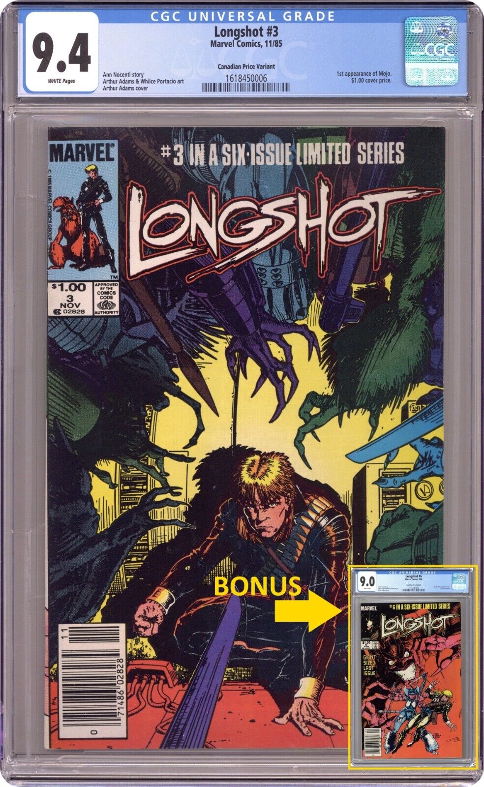 Longshot #3 Canadian Price Variant CPV CGC 9.4 WHITE Pages 1st Mojo Plus #6