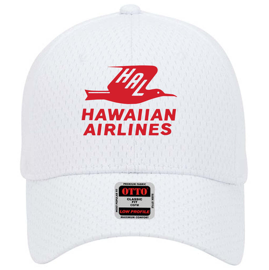 HAL Hawaiian Airlines Retro Logo Adjustable White Mesh Golf Baseball Cap Hat New