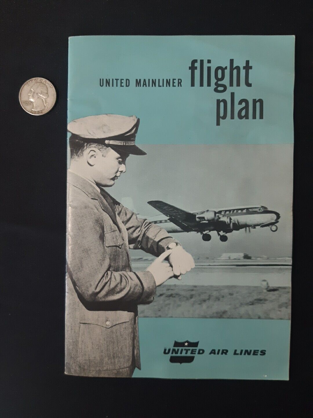 1955 UNITED AIRLINES Mainliner Flight Plan - DC-6 Cover PASSENGER PROMOTIONAL Bk