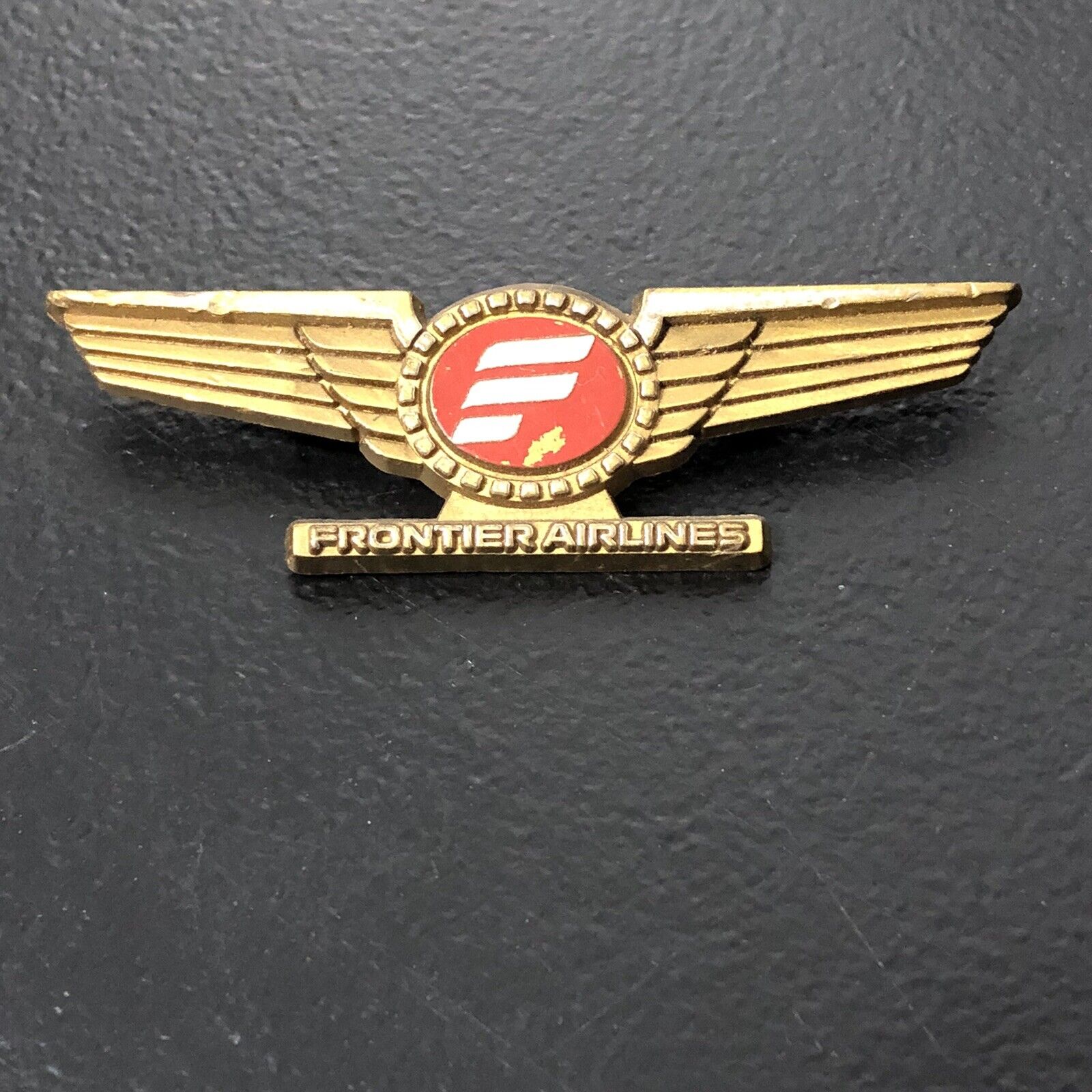 Vintage Frontier Airlines Badge Pin Junior Pilot Plastic Wings Pinback