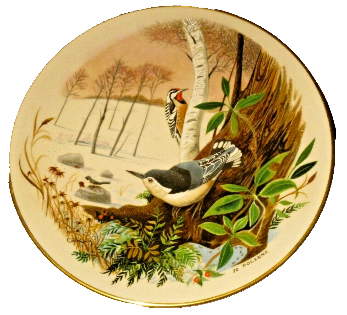 Danbury Mint Scenes From A Wooded Glen Plate Jo Polseno White Breasted Nuthatch
