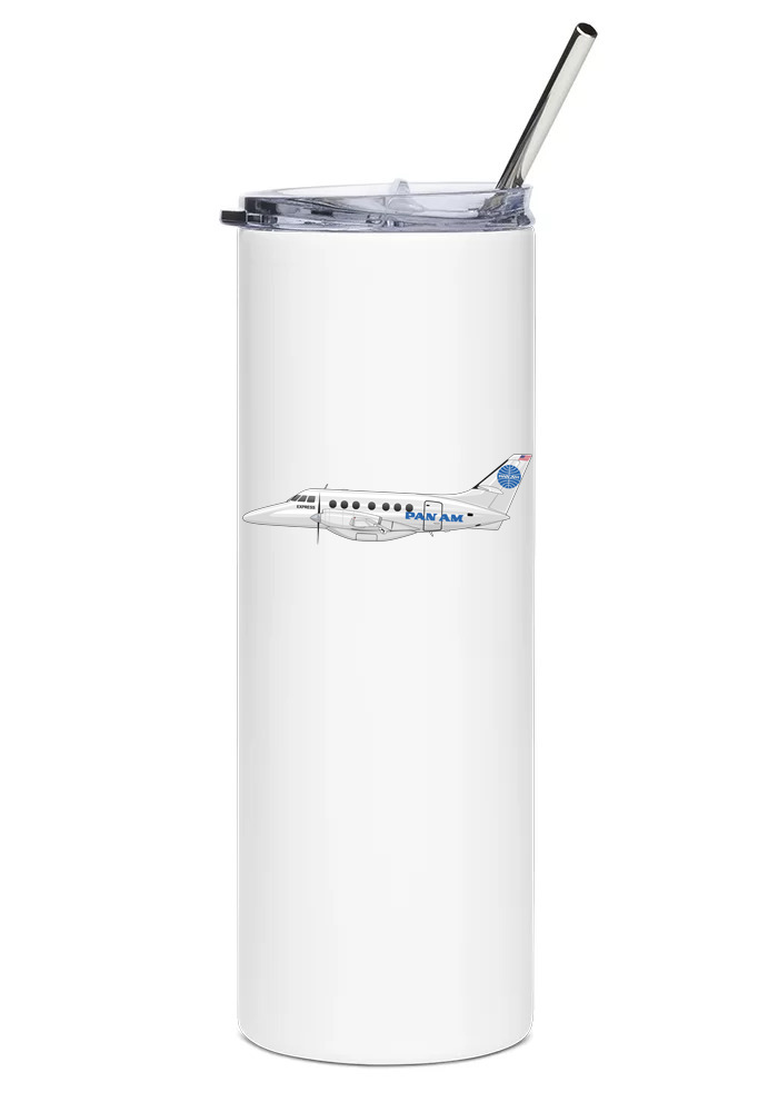 Pan Am Express BAE Jetstream 31 Stainless Steel Water Tumbler with straw - 20oz.