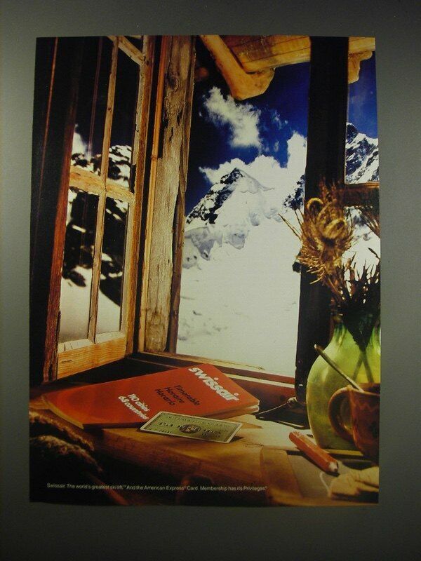 1990 SwissAir Airlines and American Express Card Ad - Greatest Ski Lift