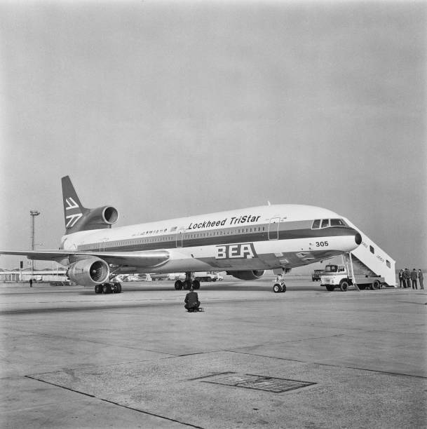 Lockheed L-1011 Tristar of BEA at Gatwick Airport, UK, 1972 OLD PHOTO