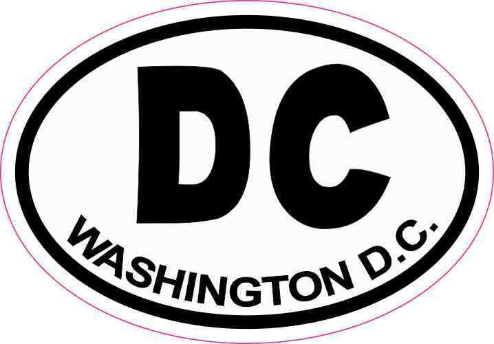 3in X 2in Oval DC Washington D.C. Sticker Vinyl Travel Vehicle Decal Stickers