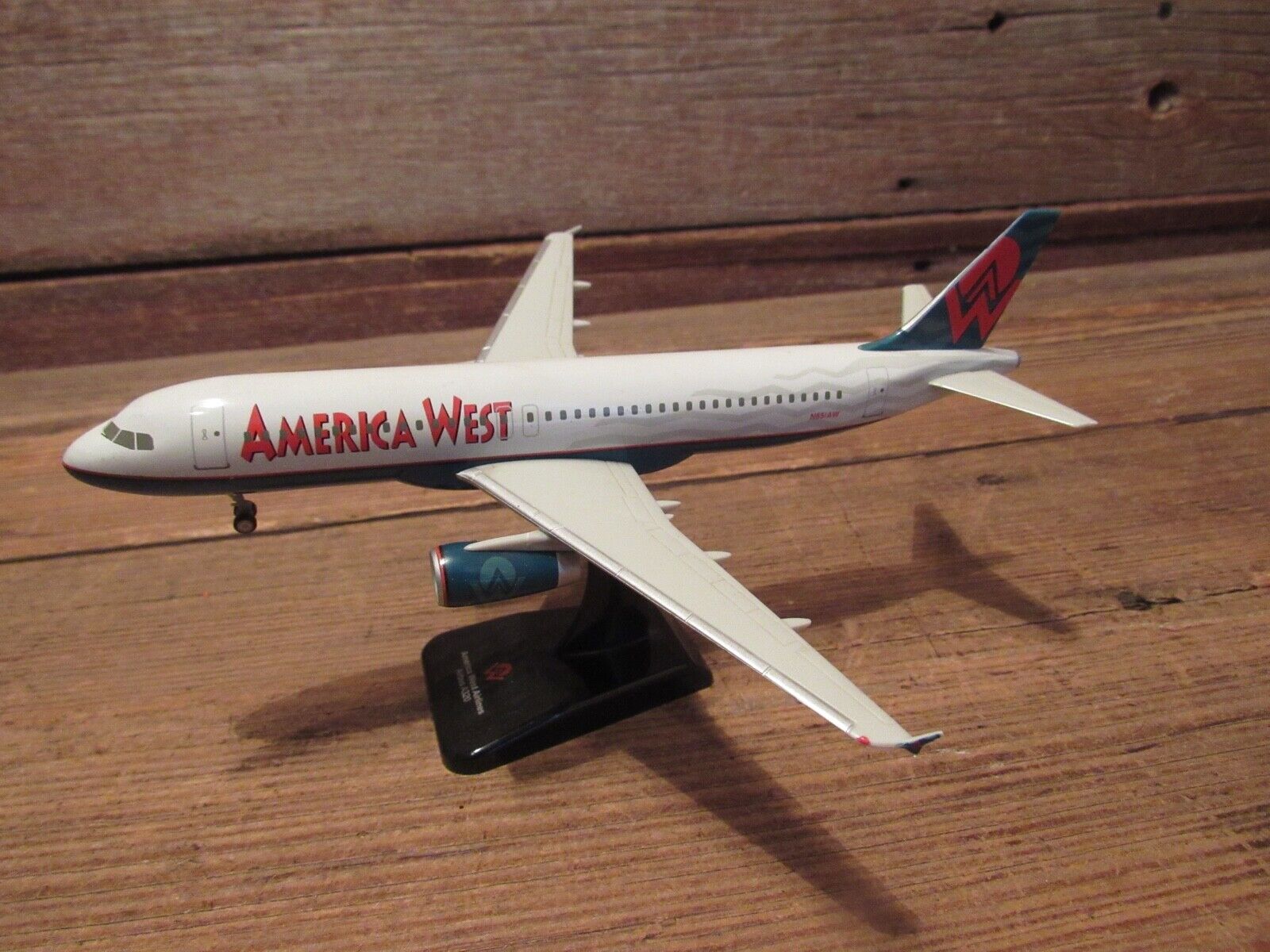 Vintage Boeing American West  Airlines Airbus A320 Desk Top Model / Air Jet