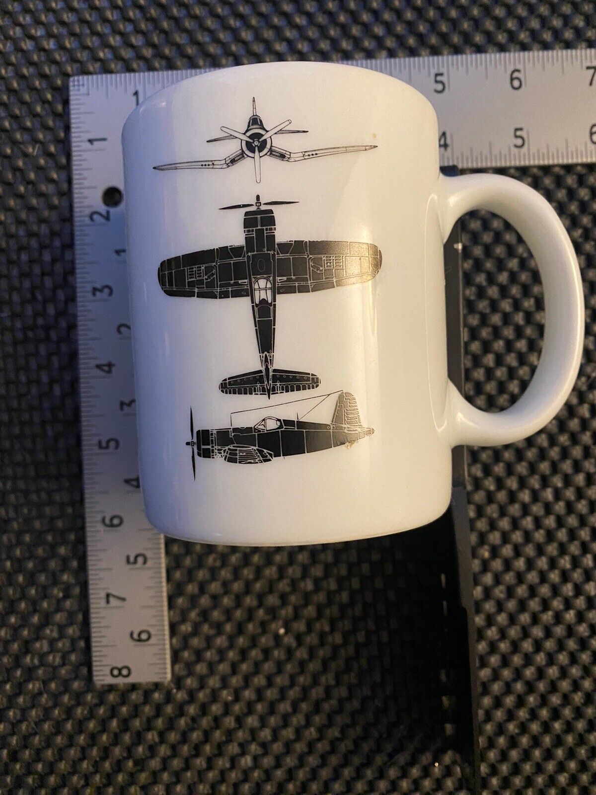 Vintage Chance Vought F4U Corsair  Schematic Graphic Mug Hawker Aerospace